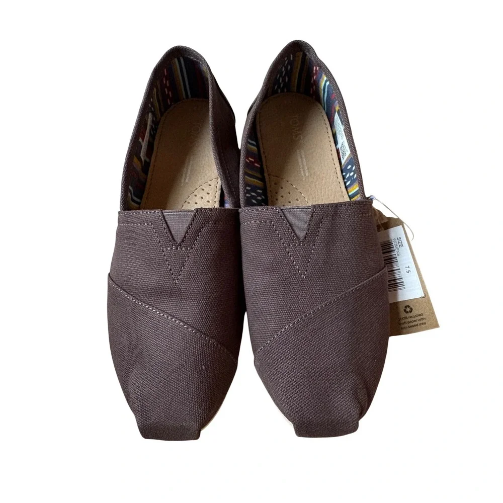 TOMS Womens Classic Alpargata Canvas Slip On Loafers Dark Grey Charcoal 7.5 NWT